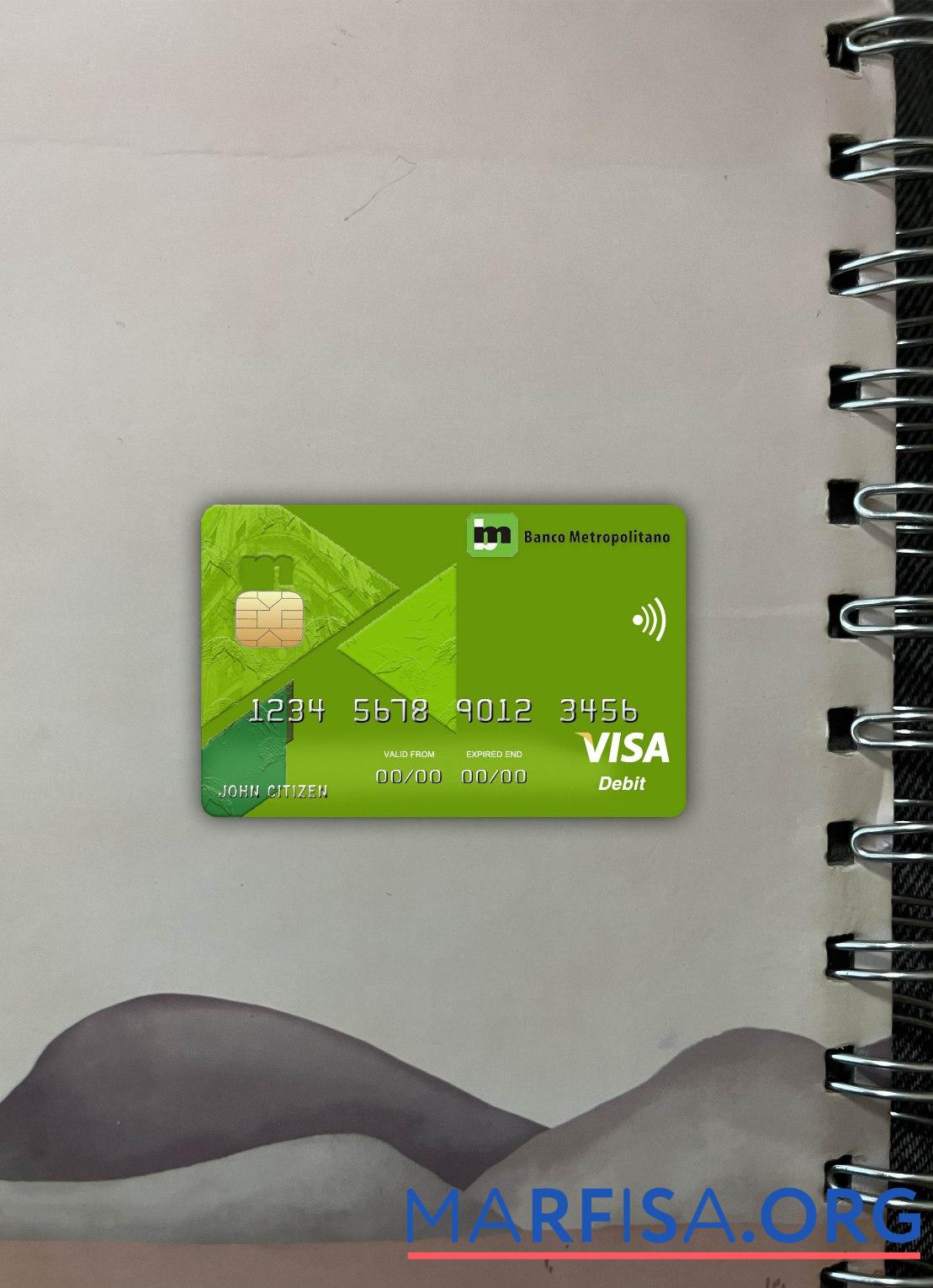 Blank Cuba Metropolitano bank visa card photolook front real example